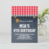 denim , blauwe jeans , cowgirl , westerne verjaard kaart (Staand voorkant)