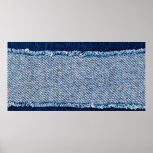 Denim blauwe jeans stof frame. Gebleekte denim sto Poster