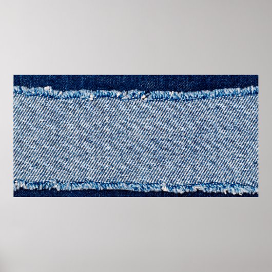 Denim blauwe jeans stof frame. Gebleekte denim sto Poster (Voorkant)