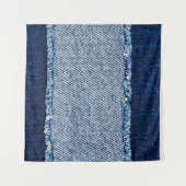 Denim blauwe jeans stof frame. Gebleekte denim sto Wandkleed (Voorkant (horizontaal))