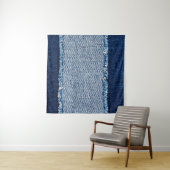 Denim blauwe jeans stof frame. Gebleekte denim sto Wandkleed (In Situ (horizontaal))