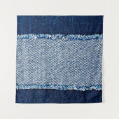 Denim blauwe jeans stof frame. Gebleekte denim sto Wandkleed (Voorkant)