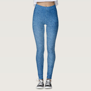 Denim blauwe jeanspatroon all-over-print leggings
