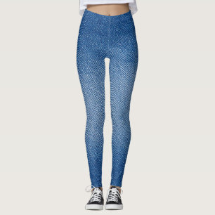 Denim blauwe jeanspatroon all-over-print leggings