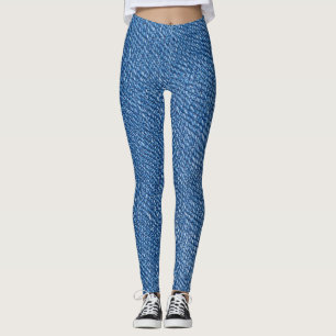 Denim blauwe jeanspatroon all-overprint leggings