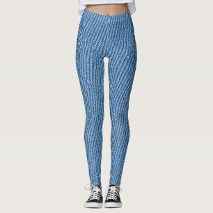 Denim blauwe jeanspatroon all-overprint leggings