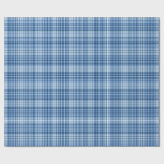 Denim Blauwe Klassieke Plaid Cadeaupapier (Vlak)