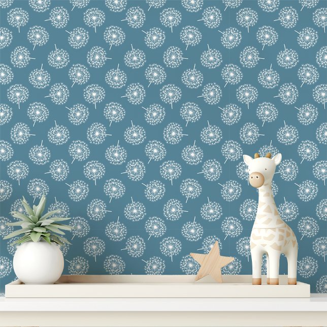 Denim Blauwe Paardenbloem Behang (Creator heeft geüpload)