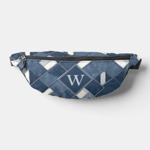 Denim Blauwe Patchwork Monogram Initiaal Heuptasje
