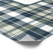 Denim Blauwe Salie Groene Witte Geruite Zegen Poster (Hoek)