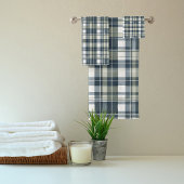 Denim Blauwe Salie Groene Witte Plaid Bad Handdoek