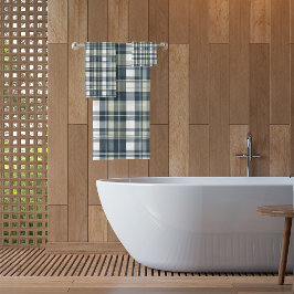 Denim Blauwe Salie Groene Witte Plaid Bad Handdoek