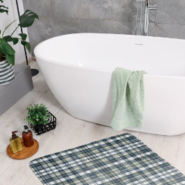 Denim Blauwe Salie Groene Witte Plaid Badmat
