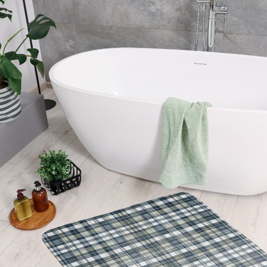 Denim Blauwe Salie Groene Witte Plaid Badmat