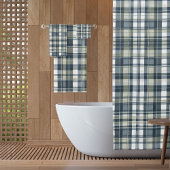 Denim Blauwe Salie Groene Witte Plaid Douchegordijn