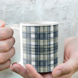 Denim Blauwe Salie Groene Witte Plaid Koffiemok