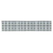 Denim Blauwe Salie Groene Witte Plaid Korte Tafelloper (Horizontaal)