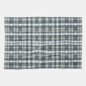 Denim Blauwe Salie Groene Witte Plaid Theedoek (Horizontaal)