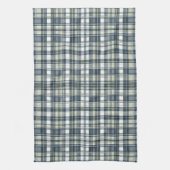 Denim Blauwe Salie Groene Witte Plaid Theedoek (Verticaal)
