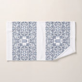 Denim Blauwe Sierlijke Monogram Bad Handdoek (Handdoek)