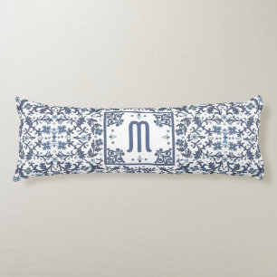 Denim Blauwe Sierlijke Monogram Lichaamskussen