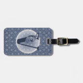 Denim Blauwe Sierlijke Monogram "V" Bagage Label (Voorkant horizontaal)