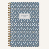 Denim Blauwe Zeeanker Ogee Persoonlijk Notitieboek (Voorkant)