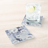 Denim bloem patchwork, naadloos patroon. glazen onderzetter (Schuin)