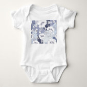 Denim bloem patchwork, naadloos patroon. romper (Voorkant)