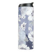 Denim bloem patchwork, naadloos patroon. thermosbeker (Gedraaid links)