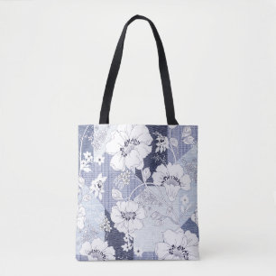 Denim bloem patchwork, naadloos patroon. tote bag