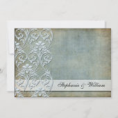 Denim  Bloemen Swirl Bruiloft Uitnodiging (Achterkant)