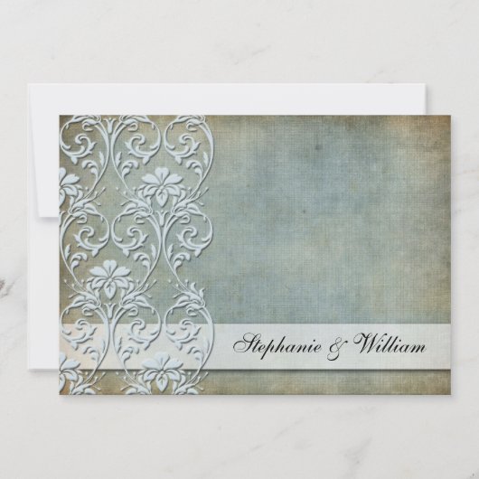 Denim  Bloemen Swirl Bruiloft Uitnodiging (Achterkant)