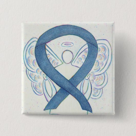 Denim Blue Angel Awareness Ribbon Custom Pins Vierkante Button 5,1 Cm (Voorkant)