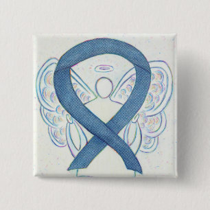 Denim Blue Angel Awareness Ribbon Custom Pins Vierkante Button 5,1 Cm