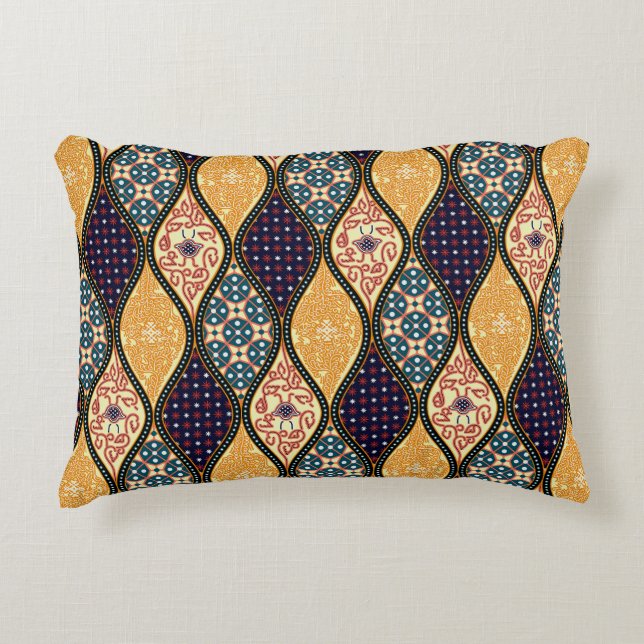 Denim Blue Art Nouveau: Naadloos Accent Kussen (Voorkant)