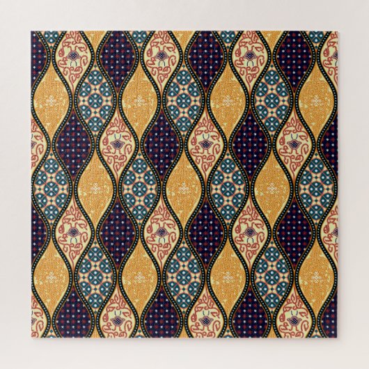 Denim Blue Art Nouveau: Naadloos Legpuzzel (Verticaal)