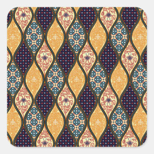 Denim Blue Art Nouveau: Naadloos Vierkante Sticker