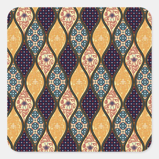 Denim Blue Art Nouveau: Naadloos Vierkante Sticker (Voorkant)