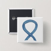 Denim Blue Awareness Ribbon Custom Pins Vierkante Button 5,1 Cm (Voorkant /achterkant)