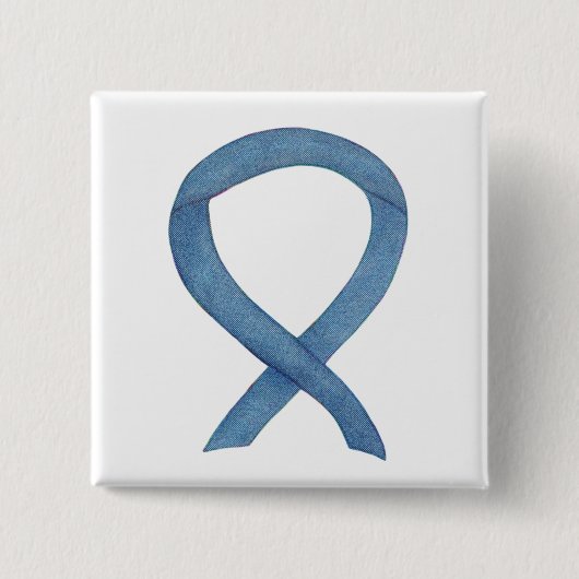 Denim Blue Awareness Ribbon Custom Pins Vierkante Button 5,1 Cm (Voorkant)