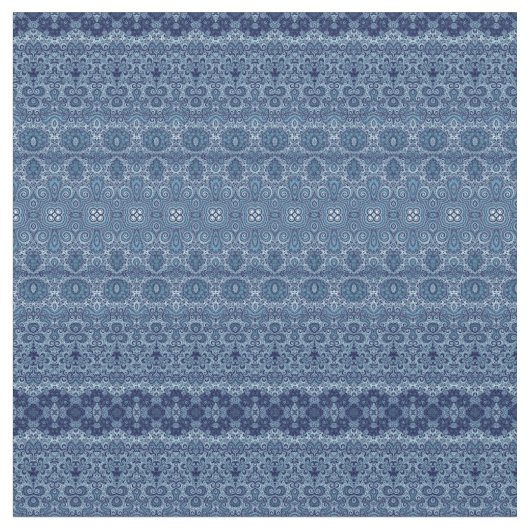 Denim Blue Bohemian Pattern Stof (Close Up)