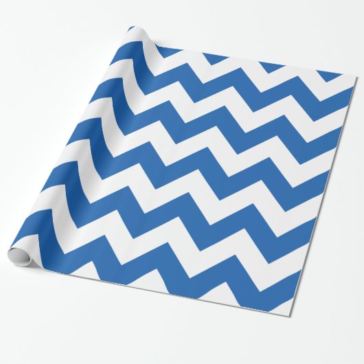 Denim Blue Bold Chevron Cadeaupapier (Uitgerold)
