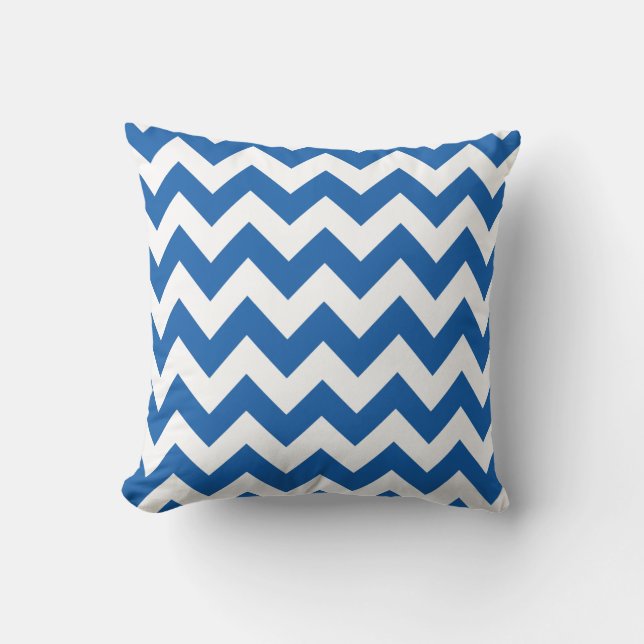 Denim Blue Bold Chevron Kussen (Voorkant)