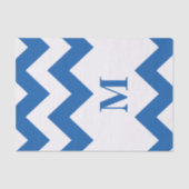 Denim Blue Bold Chevron met monogram Tissuepapier (Voorkant)