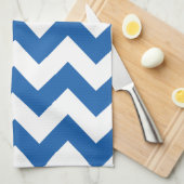 Denim Blue Bold Chevron Theedoek (Quarter Fold)