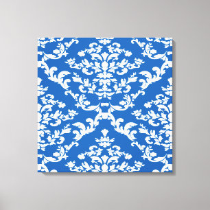 Denim Blue Bold Damask @ Emporiomoffa Canvas Afdruk