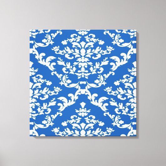 Denim Blue Bold Damask @ Emporiomoffa Canvas Afdruk (Voorkant)