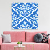 Denim Blue Bold Damask @ Emporiomoffa Canvas Afdruk (Insitu (Woonkamer))