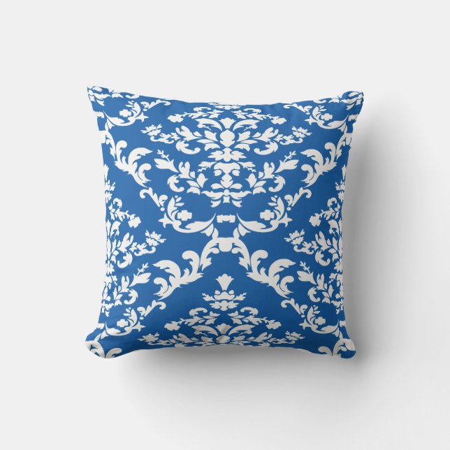Denim Blue Bold Damask @ Emporiomoffa Kussen (Voorkant)